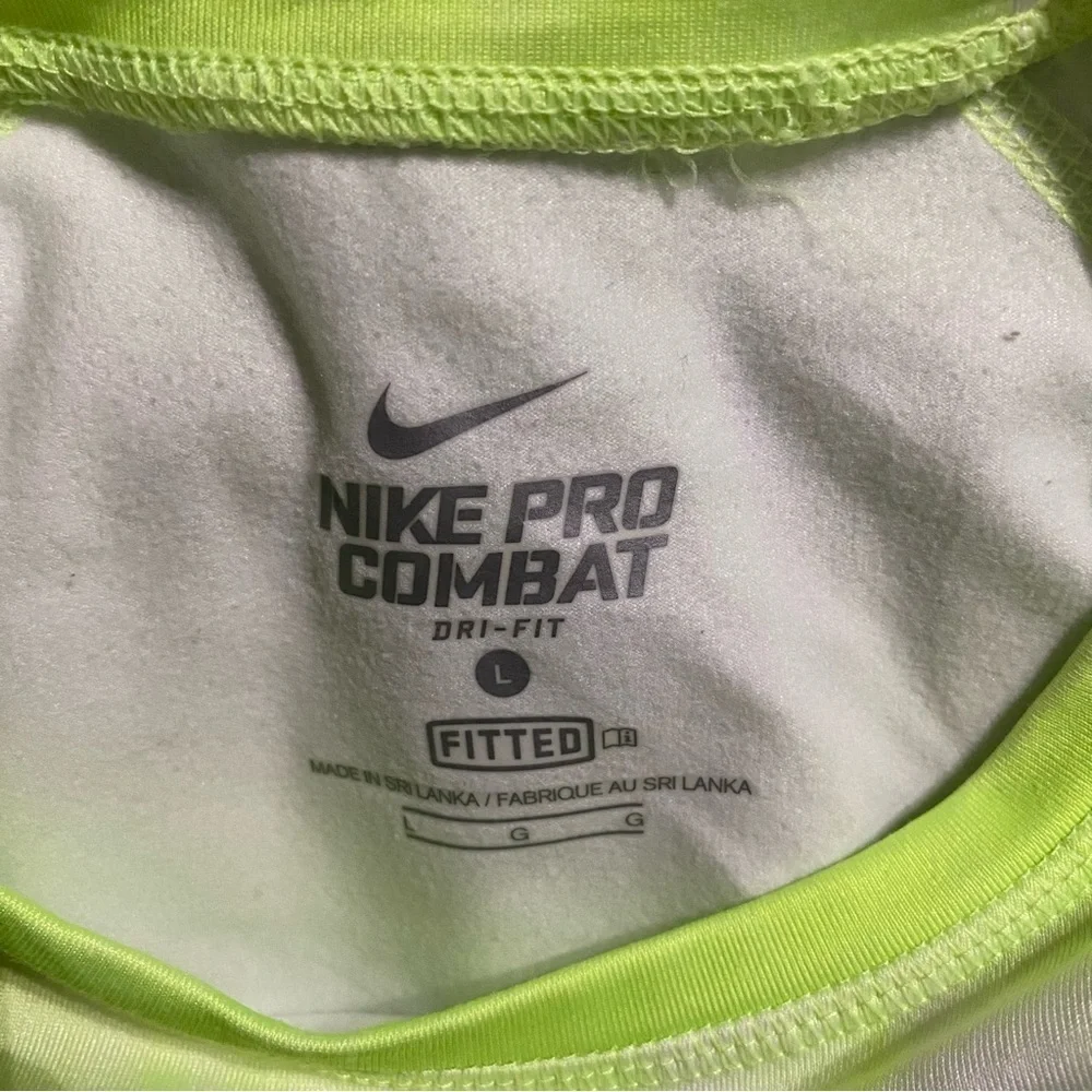 Nike Pro Combat Dri-Fit Lime Green Ombre Fitted L/S Thumbholes Shirt